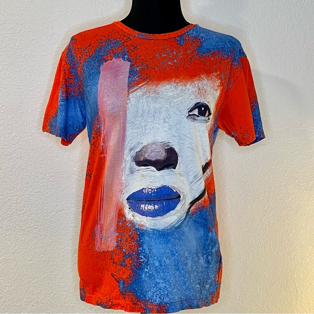 Rare John Galliano Paris Original Design Abstract Print Artwear Art Tshi…